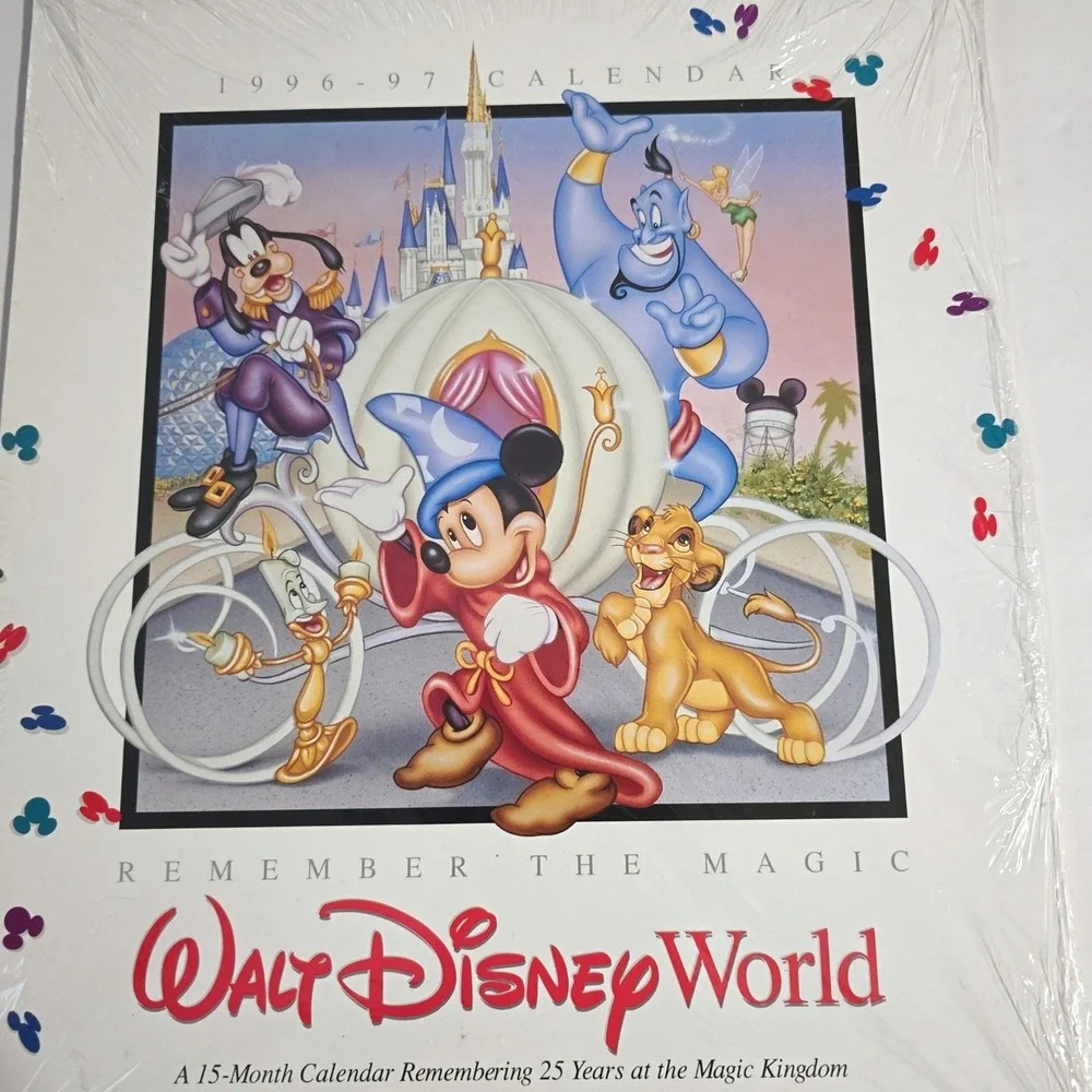 Walt Disney World 25th Anniversary 15 Months Calendar 1996-97 Factory Sealed